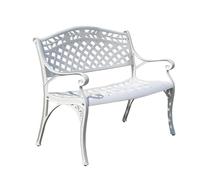 Banc de jardin victorien en fonte d'aluminium pour 2 personnes - Causeuse d'extérieur avec dossier à motif rose, parfait pour porche et cour, capacité de 200 kg