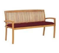 Bois de Teck Massif Banc de Jardin Empilable et Coussin 159 cm Cour vidaXL