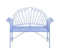 Banc de Jardin Vintage en Métal avec Accoudoirs Évasés 2 Places Bleu Clair