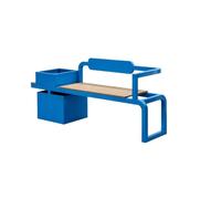 Banc de jardinière Banc de jardinière extérieur en métal, siège intégré | Ensemble de jardinière et banc en métal robuste, parfait for les patios, les parcs et les scénarios commerciaux(Grand)