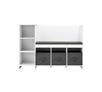 VEVOR Banc de lecture pour enfants – 6 compart., 3 tiroirs, coussin amovible, blanc