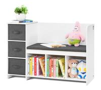 Banc de Lecture pour Enfants-VEVOR-Banc de Rangement à 6 Compartiments avec 3 Tiroirs-pour Salle de Jeux, Chambre-Blanc