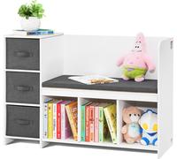 VEVOR Banc de Lecture pour Enfants Meuble de Rangement à 6 Compartiments Blanc