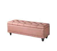 Banc de lit Banc de Rangement, Banc Ottoman, Moderne capitonné avec Boutons for Chambre à Coucher, Salon, Bout lit, Couloir - Grand Repose-Pieds charnières sécurité(Pink)