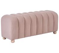 Banc de Lit Moderne à Rayures Tissu Bouclé Pieds en Bois Style Cottage Rétro Beige Idyllwild