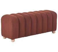 Banc de Lit Moderne à Rayures Tissu Bouclé Pieds en Bois Style Cottage Rétro Marron Doré Idyllwild