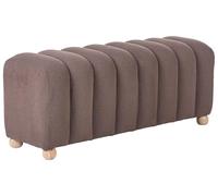 Banc de Lit Moderne à Rayures Tissu Bouclé Pieds en Bois Style Cottage Rétro Marron Idyllwild