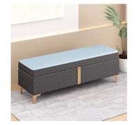 Banc de lit rectangulaire avec rangement rembourré en cuir écologique pour chambre à coucher et entrée Bleu élégant 100 cm Parfait pour une utilisation en fin de lit