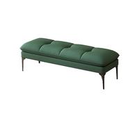 Banc de lit rembourré double couche - Rangement à chaussures multifonction avec pieds en métal et repose-pieds en bois massif pour chambre à coucher, salon, couloir, dressing - 150 x 40 x 45 cm - Vert