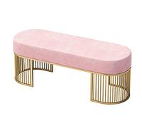 Banc de luxe en velours avec base dorée, élégant rangement pour chaussures et tabouret de coiffeuse multifonctionnel, banc de canapé rembourré rose élégant (99,1 x 35,6 x 45,7 cm)