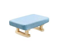 Banc de méditation en Bois Tabouret de canapé carré en Bois Massif et Tissu for Salon, Petit Banc rétro à Langer(Linen Light Blue)