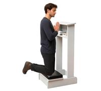 Banc de Méditation, Prie-Dieu avec Tablette de Lecture Inclinée et Étagère | Banc de Prière Confortable pour la Prière, Autel Domestique, Prière et Méditation Catholiques(White)
