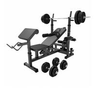GORILLA SPORTS® Banc Musculation - Set Haltères 100kg, avec Support Barres d'Haltère, Butterfly - Banc d'Haltérophilie, Multifonction, Station, Gym (70kg Noir)