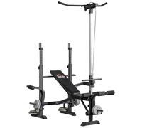 Banc de musculation complet multifonction - HOMCOM - dossier réglable - système de poulie, support pour haltères, écarté pectoraux