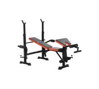 HOMCOM Banc de musculation Fitness entrainement complet avec support d'haltères dossier réglable acier 175 x 139 x 127 cm noir et rouge