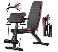 Mobiclinic®, Banc musculation, Bandes de Résistance, Pliable | Réglable Sur 8 Positions, Développé Couché, Entraînement Complet, Salle de Sport à Domicile, Planefit