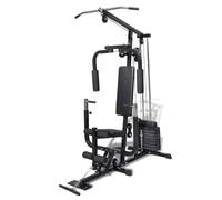 Banc de musculation multifonction avec station curl et papillon, station de musculation pour entraînement complet du corps, comprend 8 disques d'haltères et 1 plaque supérieure, curler les jambes et