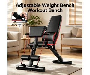 Banc de musculation multifonctionnel 6 en 1 avec réglage du dossier à 7 vitesses pour le renforcement des muscles pectoraux et abdominaux, adapté à la maison et aux salles de sport black