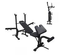 Mobiclinic® fitness, Banc de musculation, Multifonctionnel, Pressfit, Ajustable, Pliable, Acier, Supporte jusqu'à 250 kg, Support pour barres, Idéal les exercices force à la maison