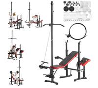 VEVOR Banc de Musculation Multifonctionnel, Banc Plat Inclinable Pliable pour Entraînement Complet du Corps, Banc Abdominal Capacité 272,2 kg, pour Redressement Assis Traction Verticale Domicile Gym