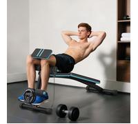 Banc de musculation pliable 160 x 54 x 106 cm noir, dossier réglable, extension de jambes, pupitre à biceps, bande