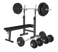 GORILLA SPORTS® Banc Musculation - Pliable, Réglable avec Support, Jeu de 38/70/100 kg, Robuste, Max 200kg, Noir/Blanc - Musculation Homme, Banc Pliable, Appareil, Home Gym, Sport, Machine