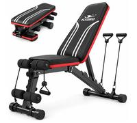 Banc de musculation pliable FED FITNESS - Dossier réglable sur 8 angles positions inclinée plate et déclinée - Charge MAX 300 kg