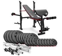 Banc de Musculation Pliable HS-1055 avec Ensemble d'haltères de 105 kg de Hop-Sport, Pupitre de Curl, Papillon, Presse à jambes
