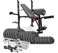 Banc de Musculation Pliable HS-1055 avec Ensemble d'haltères de 129,5 kg de Hop-Sport, Pupitre de Curl, Papillon, Presse à jambes