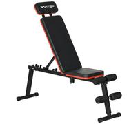 Banc De Musculation Pliable Inclinable Abdominaux - 4 Coussins Presse-Jambes - Acier Pu Rouge Noir