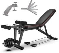 Banc de Musculation Pliable Multifonction - Pour Abdominaux, Extension des Jambes, Curl des Jambes - Dossier Réglable sur 5 Positions - Fitness à Domicile - Homme & Femme