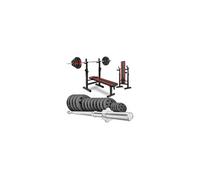 Banc de Musculation Pliable Hop-Sport HS-1080, Set d'haltères 99 kg, Disques de Poids et Support Barre longue, Charge Max. 270 kg