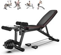 Banc de musculation pliable professionnel avec haltères abdominaux pour entraînement à la maison, planche abdominale, équipement de sport, extension du dos, banc abdominaux réglable (haltères non