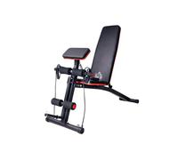 Banc de musculation pliable réglable avec sangles élastiques 160*54*106 cm-noir rouge