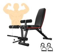 Banc de musculation réglable avec extension et courbure des jambes, banc d'exercice incliné plat pour entraînement de force à la maison, banc de musculation pliable, banc d'entraînement des abdominaux