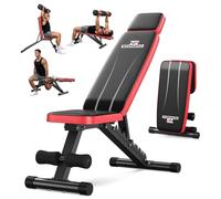 Banc de musculation réglable, professionnel, système de réglage rapide,facile à plier et ranger, dossier allongé adapté au développé couché, pré-monté à 80% (Noir-300KGS Capacité)
