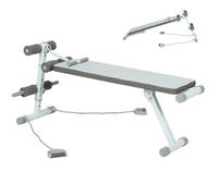 Banc de Musculation - SPORTNOW - Banc Plat Réglable avec Siège à 3 Niveaux, charge 150 kg - Acier - 141x52x54-71cm - Bleu, Blanc