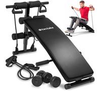 BANC DE MUSCULATION - TECTAKE - Banc abdominaux CUTTLER Pliable et Réglable 6 Positions Pieds antidérapants 129 x 55 x 70 cm - Noir