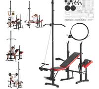 VEVOR Banc de Musculation Multifonctionnel, Banc Plat Inclinable Pliable pour Entraînement Complet du Corps, Banc Abdominal Capacité 272,2 kg, pour Redressement Assis Traction Verticale Domicile Gym