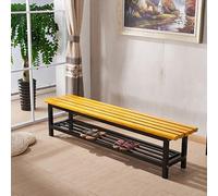 Banc de parc classique d'extérieur - Cadre en bois massif et en acier, tapis antidérapant, vis renforcées pour jardin, terrasse, balcon - 100 cm (jaune)