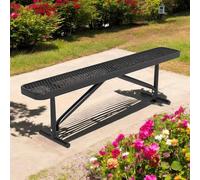 Banc de parc d'extérieur en acier de 1,8 m - Banc en métal robuste dos nu pour jardin, terrasse, véranda et école - Siège commercial rectangulaire noir pour parcs et espaces publics