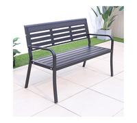 Banc de parc d'extérieur en fonte d'aluminium avec dossier - Banc de jardin noir pour terrasse, cour et parc - Assise élégante et confortable pour les espaces extérieurs