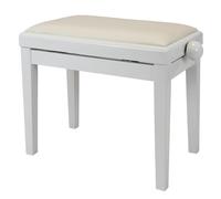 Banc De Piano Blanc Brillant, Coussin En Tissu Blanc, Tabouret De Piano