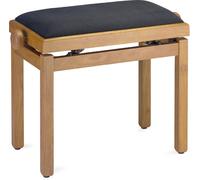 Banc de Piano Chêne Mat avec Noir Rembourrage en Tissu