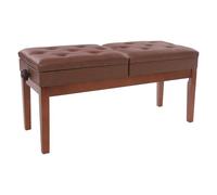 Banc de piano double siège avec espace de rangement - Grand tabouret de piano pour 2 personnes - Assises indépendantes réglables en hauteur - 108 x 39 x 48 cm (marron)