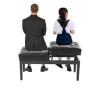 Banc de piano duet réglable - 108 x 39 x 48 cm - Hauteur réglable - Tabouret de piano à deux places avec boîte de rangement - Coussin antidérapant - Pour la maison, les écoles, les concerts - Noir