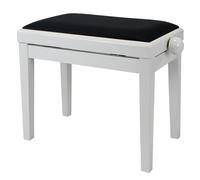 Banc de Piano En Blanc Poli avec Noir Rembourrage