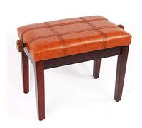 Banc de piano en cuir avec pieds en bois massif, banc de piano réglable en cuir PU, 46-56 cm (marron rougeâtre)