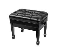 Banc de Piano en Cuir, Confortable et réglable en Hauteur, avec Coussin rembourré Haute résilience et Plateau Rabattable intérieur Solide, Musique supplémentaire (Noir, Taille Unique)