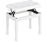Banc de piano - HOMCOM - réglable en hauteur - siège rembourré - PU et cadre en bois massif - 64x35x55cm - blanc
